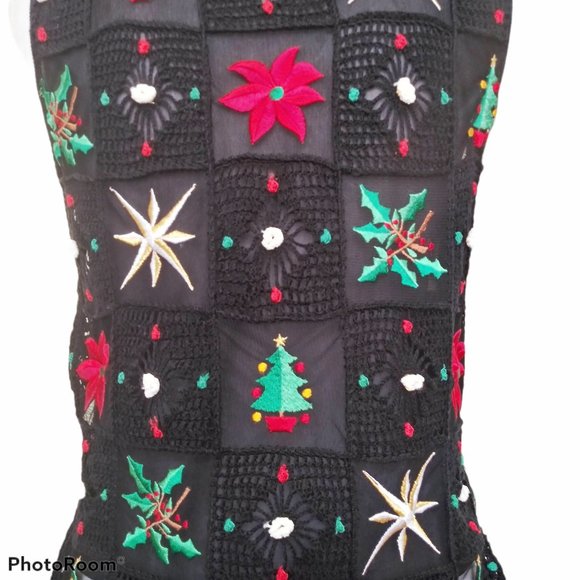 Vtg 90s Silk Embroidered Patchwork Twin Set M/L - Picture 6 of 8